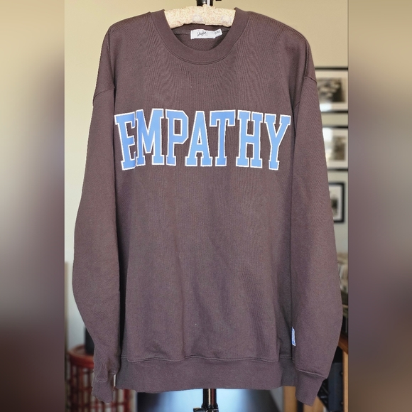 The Mayfair Group Tops - The Mayfair Group Empathy Always Crewneck Sweatshirt - Grey And Blue